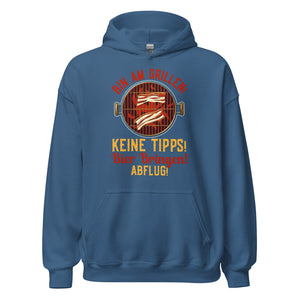 Cooler Grill-Kapuzenpullover | Spruch: "Bin am GRILLEN, keine Tipps, Bier her, Abflug!"