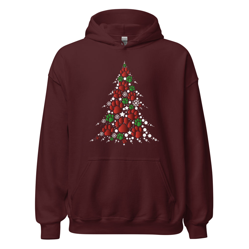 Christmas Paw Tree Hoodie - Weihnachten Pfoten Baum Kapuzenpullover