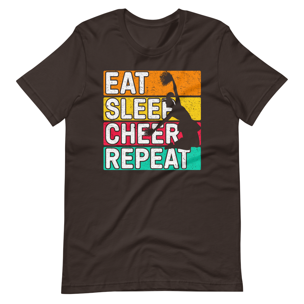 Eat, Sleep, Cheer, Repeat – Inspirierendes Cheerleader Shirt