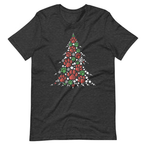 Weihnachten Pfoten Baum - Festliches T-Shirt mit tierischem Charme